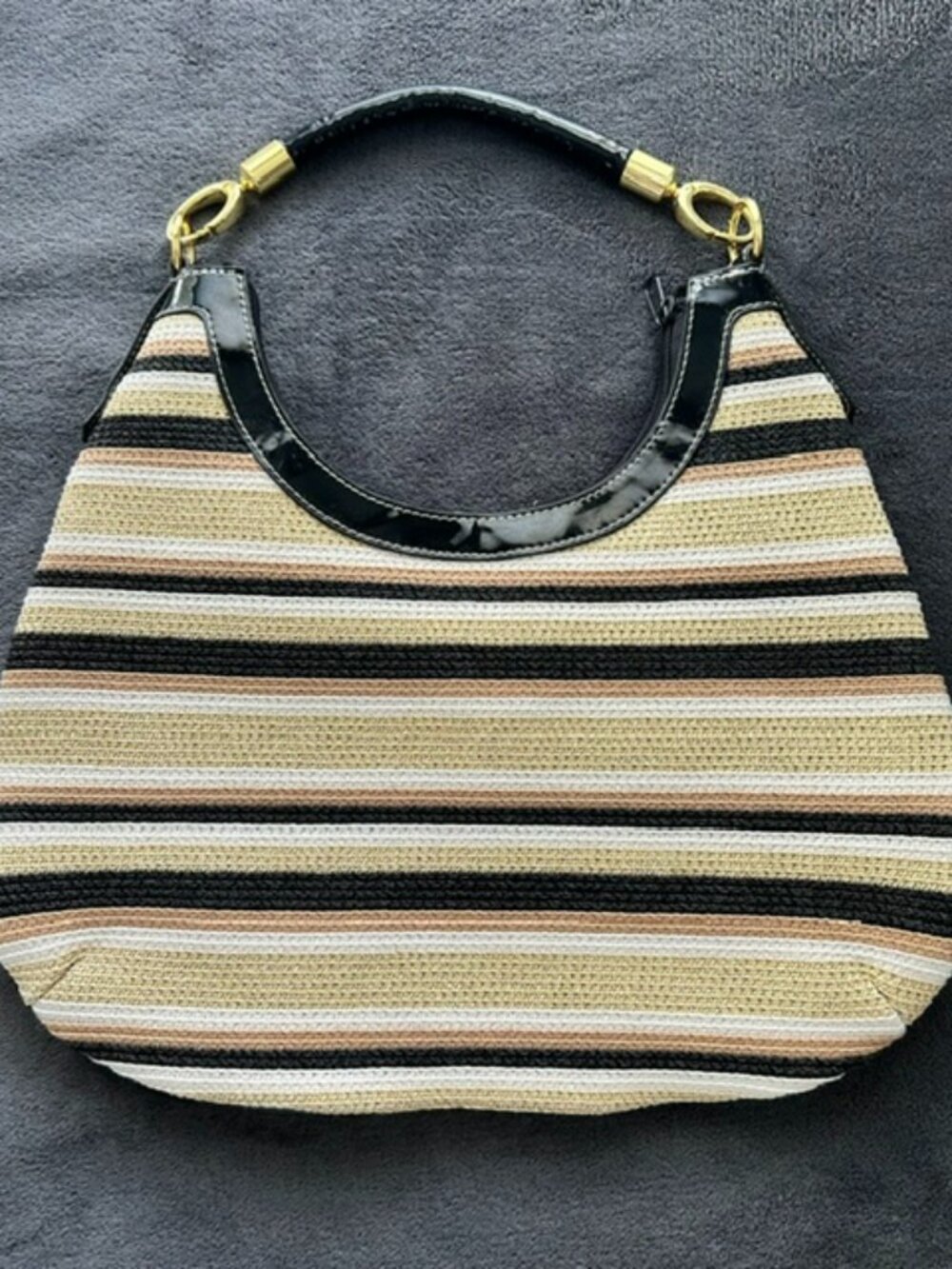 Vintage Magid Woven Straw Striped Hobo Handbag, NWT